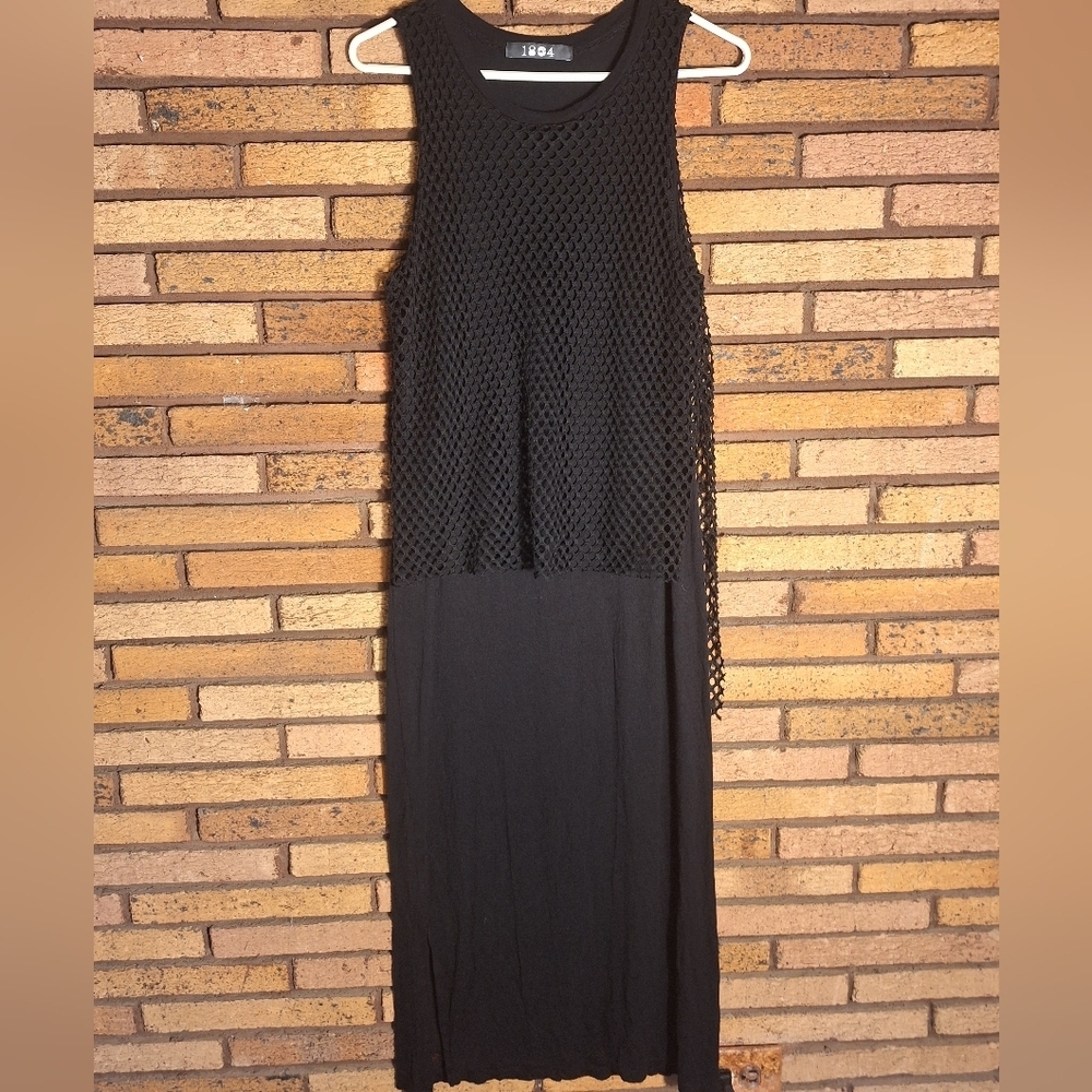 Coin 1804 Black Mesh Net Overlay Black Medium Festival Dress